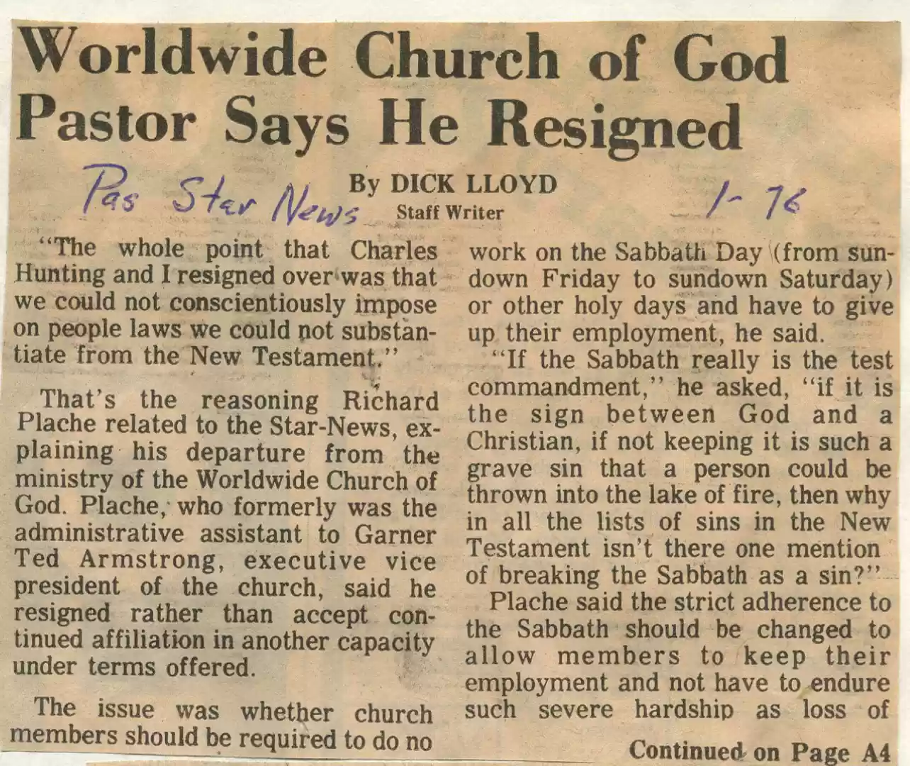 1. Pasadena Star New 1-1976